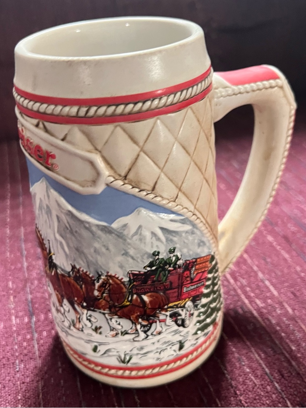 Vintage 1985 Budweiser Holiday Stein Clydesdales A series Ceramarte Brazil 8β